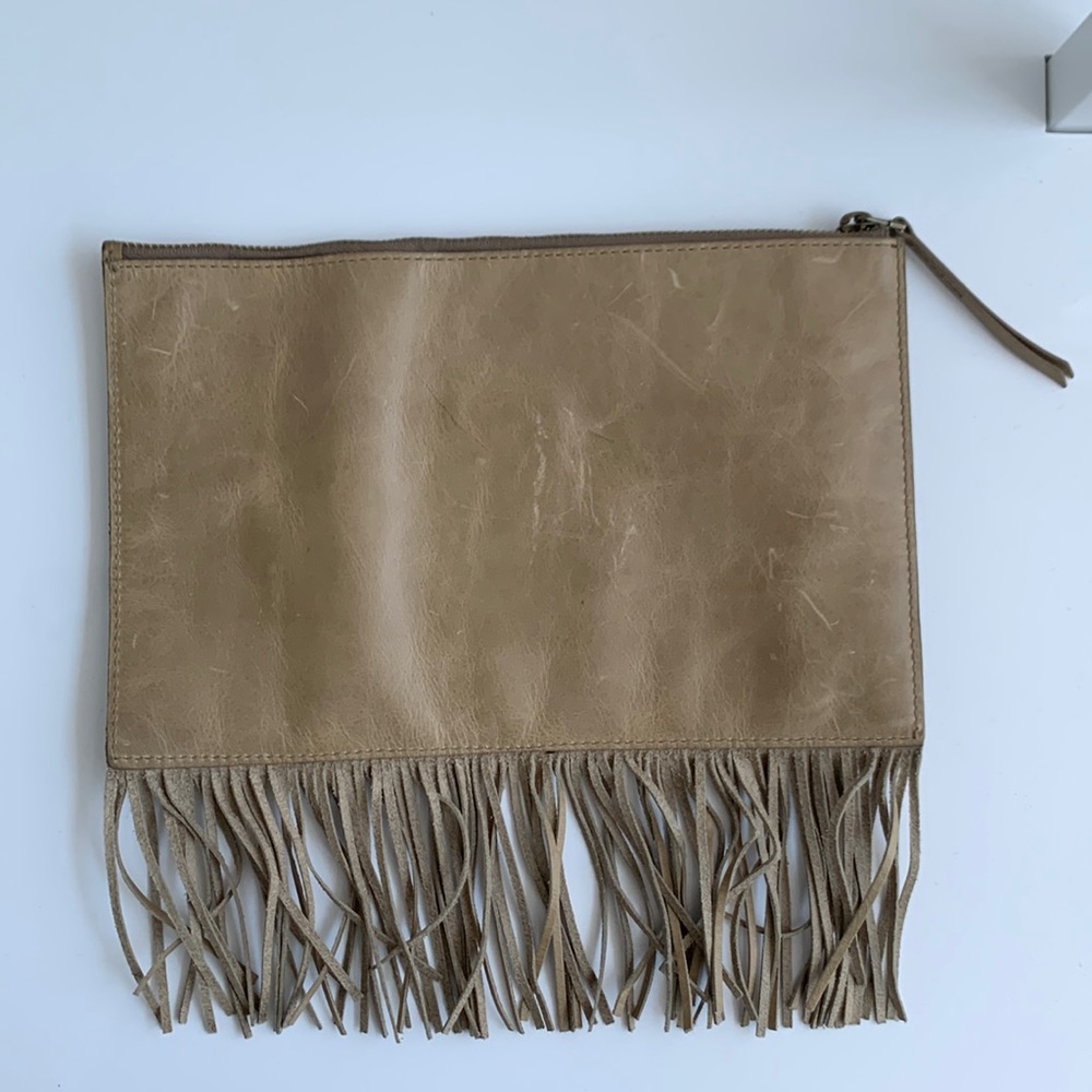 Madewell fringe clutch bag
